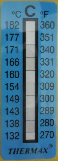 Single Temperture Strips 132-182 degrees C